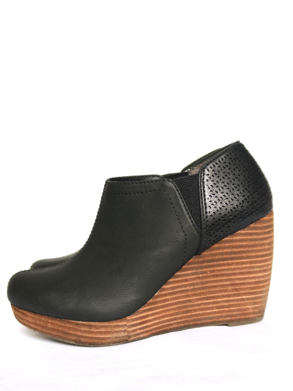 Dr Scholls Harlow Black Faux Leather Wedge Ankle Boots Women's Size 6.5 Fall